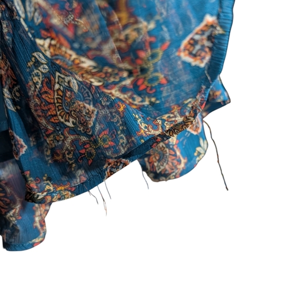 Coco + Jaimeson Teal Boho Print Tassel Mini Dress Size M Festival Cottagecore - Picture 8 of 8